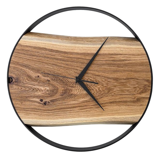 Dubové hodiny o průměru 45 cm - elegantní, čisté bez čísel